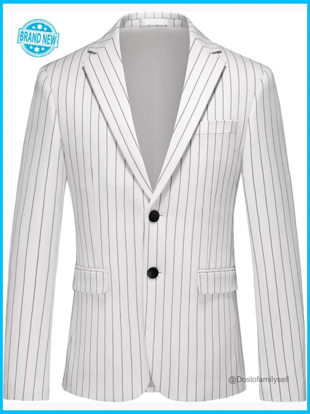 Slim Fit Pinstripe Blazer Classic Business Casual Sport Coat Elegant